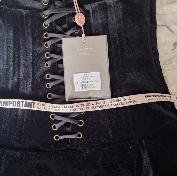 NWT House of CB Black and Cream Strapless Mini Dress Size XS - Picture 7 of 8